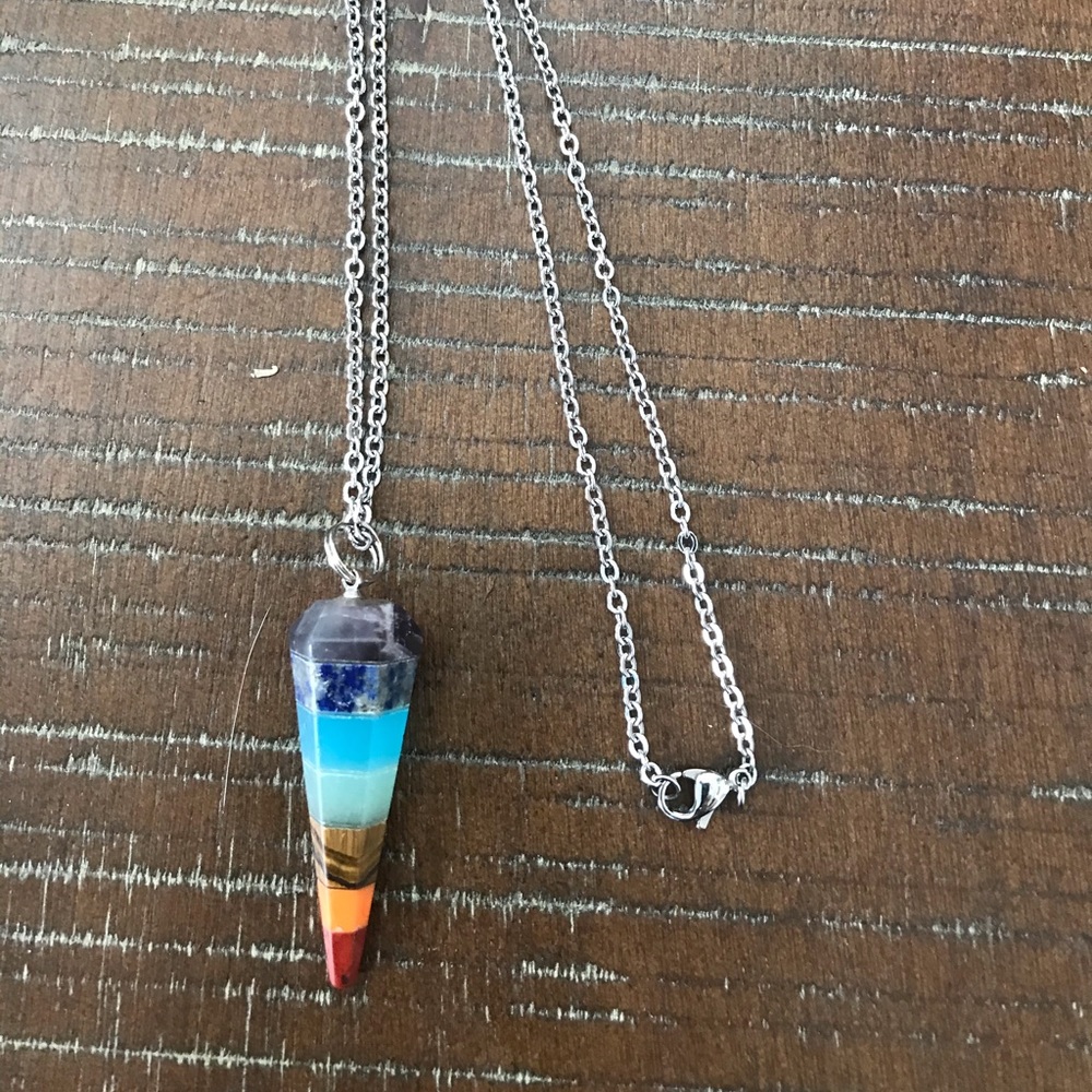 Sterling silver genuine crystal 7 chakra necklace